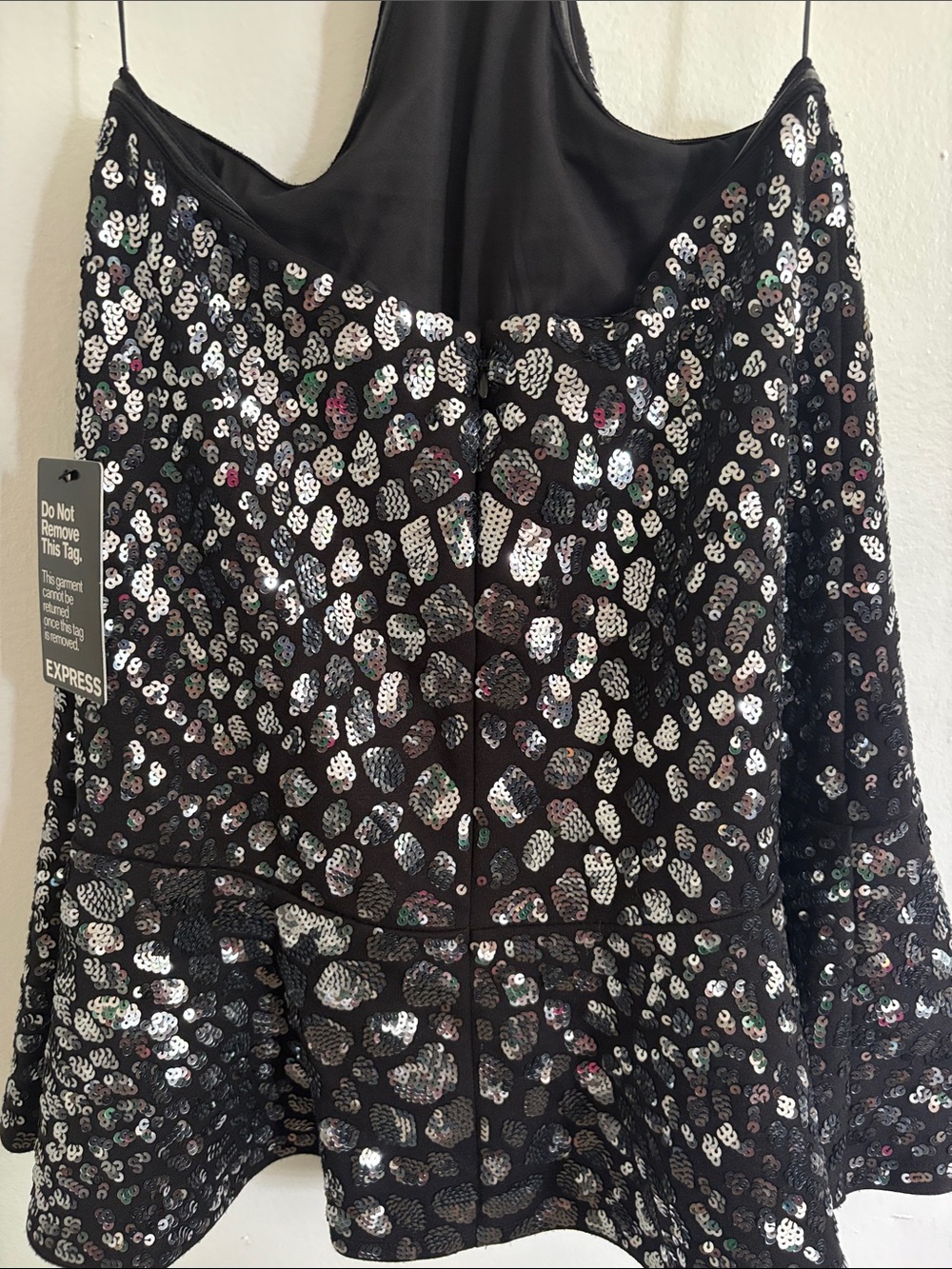 Express Black Sequin Halter Dress NWT - Picture 5 of 5